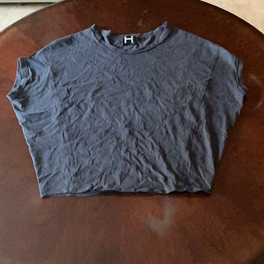 Gray Boxy Crop Short Sleeve Tee
